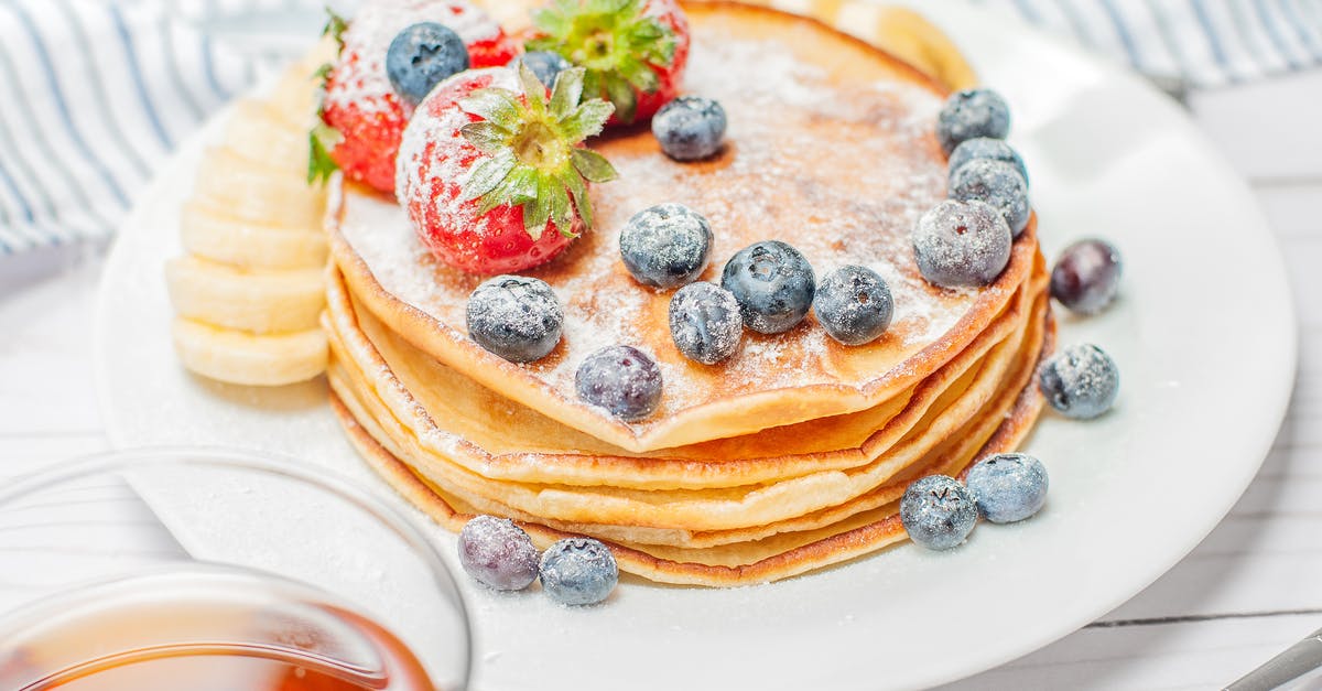 Added sugar instead of syrup to sorbet mixture - Pancakes With Berries on White Plate Added sugar instead of syrup to sorbet mixture - Pancakes With Berries on White Plate