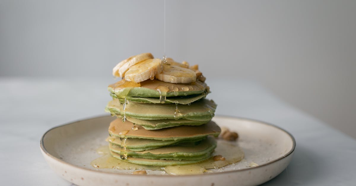 Added sugar instead of syrup to sorbet mixture - Appetizing pancakes with fresh banana poured with honey Added sugar instead of syrup to sorbet mixture - Appetizing pancakes with fresh banana poured with honey