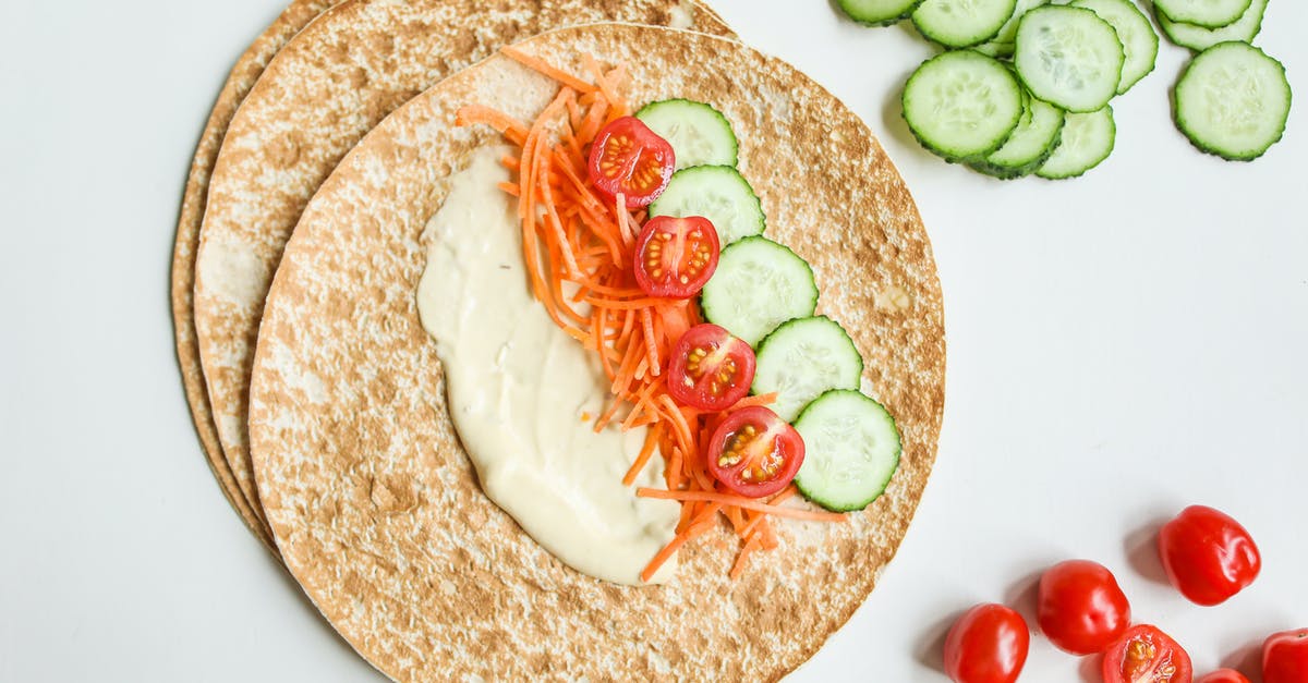 Adding rolled-in seasonings to pita bread - Photo Of Cucumber On Pita Bread Adding rolled-in seasonings to pita bread - Photo Of Cucumber On Pita Bread