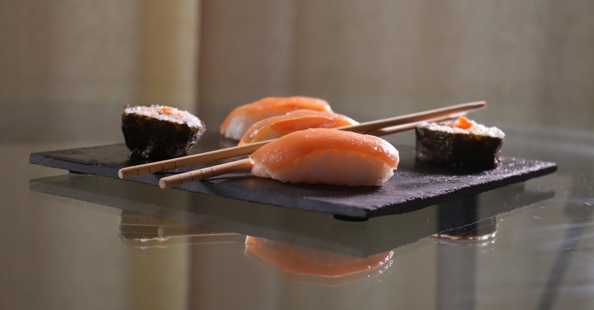 Alternative to Escolar ("Butter Fish") for Nigirizushi - A Plate of Sushi with Maki and Chopsticks Alternative to Escolar ("Butter Fish") for Nigirizushi - A Plate of Sushi with Maki and Chopsticks