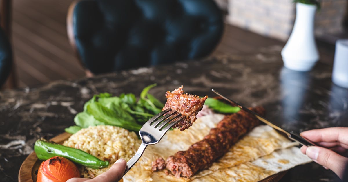 Artificially marbled beef - A Person Eating a Kebab Dish Artificially marbled beef - A Person Eating a Kebab Dish