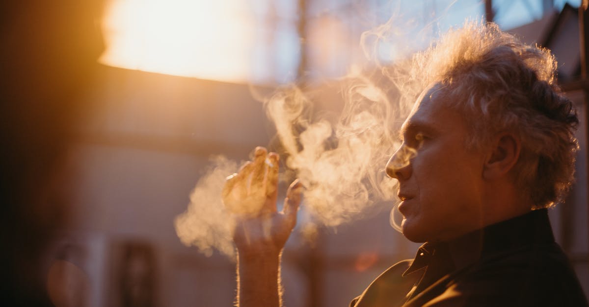 Attempted deep frying smoke fiasco - Side View Photo of a Man Smoking Cigarette Attempted deep frying smoke fiasco - Side View Photo of a Man Smoking Cigarette
