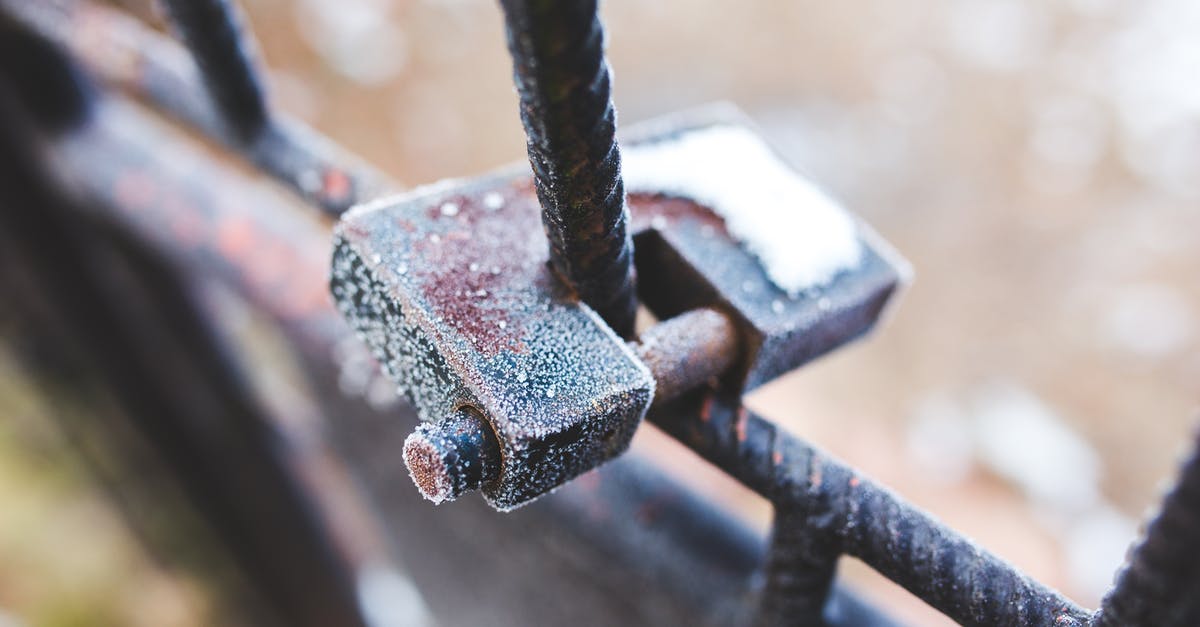 Avoid ice crystals in frappuccino - Rusty padlock covered with hoarfrost ice crystals Avoid ice crystals in frappuccino - Rusty padlock covered with hoarfrost ice crystals