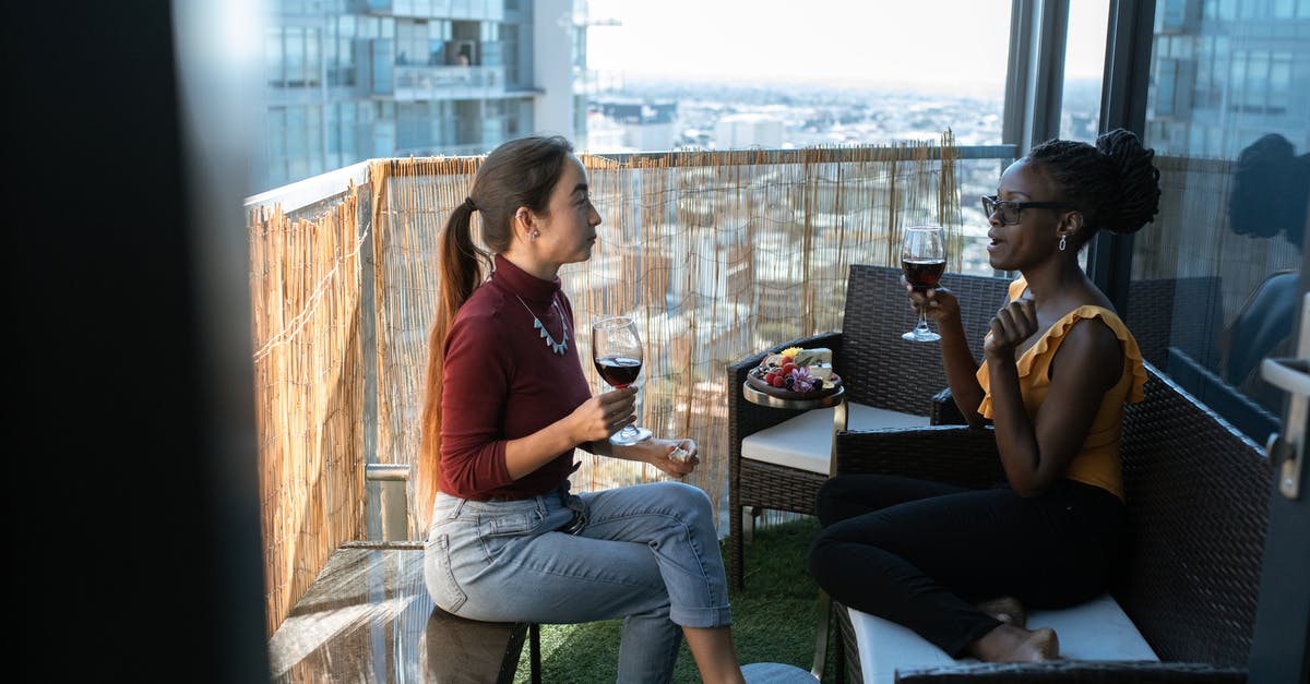 Baking in drinking glasses -- heat vs. logo paint, other issues - Two Women Drinking Wine in a Balcony Baking in drinking glasses -- heat vs. logo paint, other issues - Two Women Drinking Wine in a Balcony