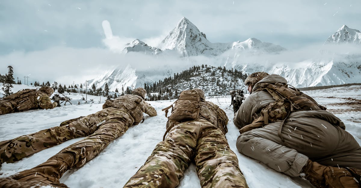 Battle Of the Gums? (effects on Ice Cream) - Soldiers in Prone Position on the Snow Covered Ground Battle Of the Gums? (effects on Ice Cream) - Soldiers in Prone Position on the Snow Covered Ground