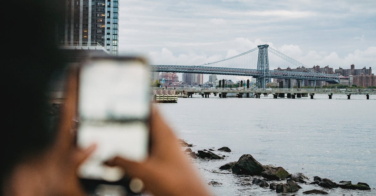 Bay used to crisp fermenting pickles - Crop anonymous African American male standing on embankment and taking picture of skyscrapers and bridge Bay used to crisp fermenting pickles - Crop anonymous African American male standing on embankment and taking picture of skyscrapers and bridge
