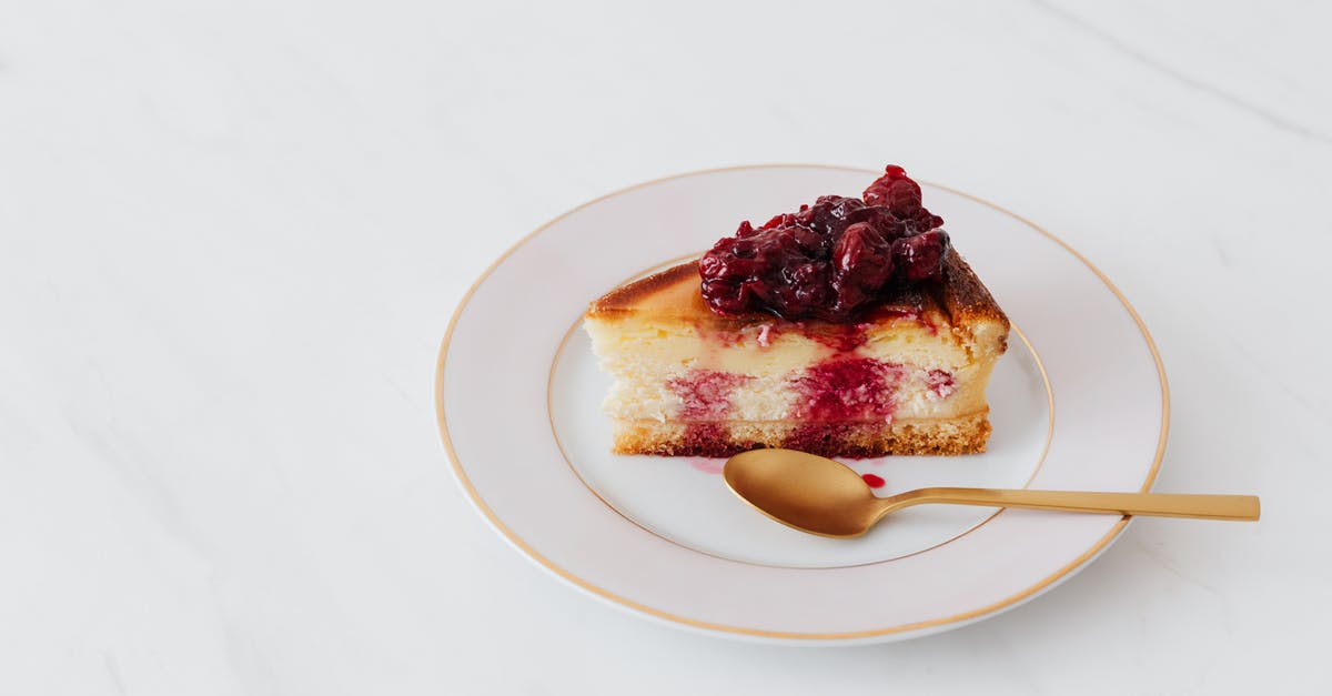 Best way to cut up a cheesecake into bites - Piece of cheesecake on plate served with spoon Best way to cut up a cheesecake into bites - Piece of cheesecake on plate served with spoon