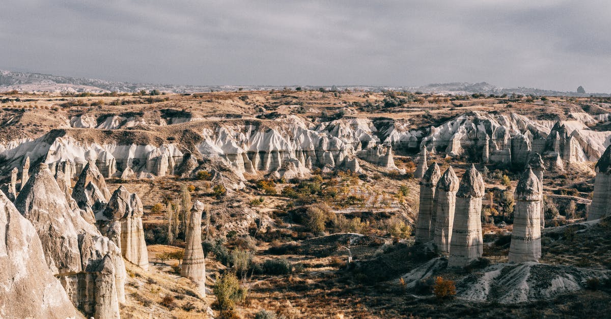 Brining Turkey - 4 Days in Fridge - Partially Grey - Stony formations near mountains and plants in valley in Cappadocia Brining Turkey - 4 Days in Fridge - Partially Grey - Stony formations near mountains and plants in valley in Cappadocia