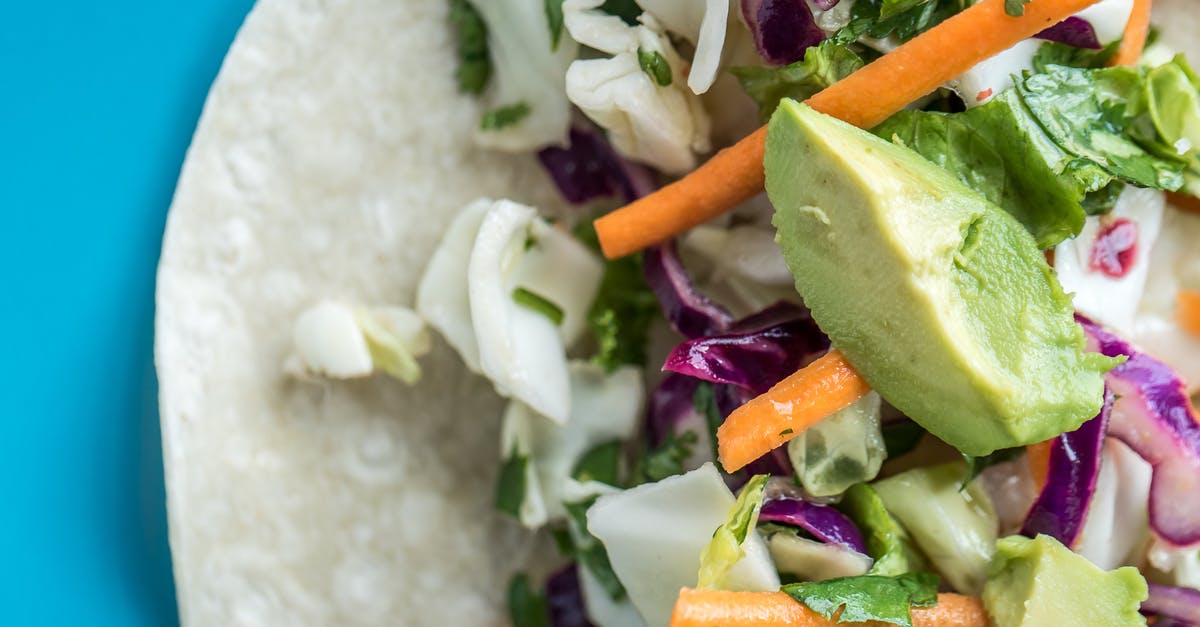 Cabbage Slaw w/ Teriyaki? - Bright delicious vegetable vitamin salad on tortilla