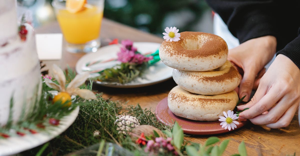 Cake without baking powder made 2 layers in a cake. Why? - Faceless cook with pile of bagels decorated with cinnamon powder and blossoming chamomiles on plate during New Year holiday indoors Cake without baking powder made 2 layers in a cake. Why? - Faceless cook with pile of bagels decorated with cinnamon powder and blossoming chamomiles on plate during New Year holiday indoors