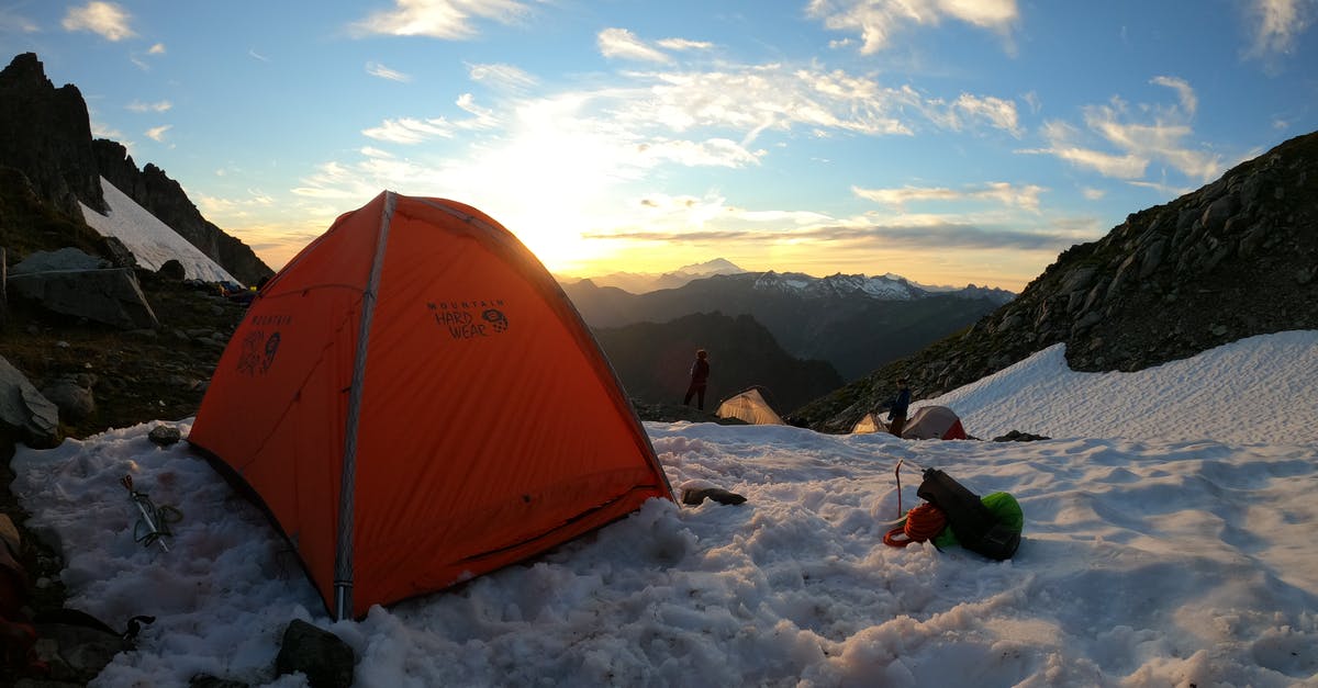 Camping with tofu - Orange Tent on Snow Covered Ground Camping with tofu - Orange Tent on Snow Covered Ground