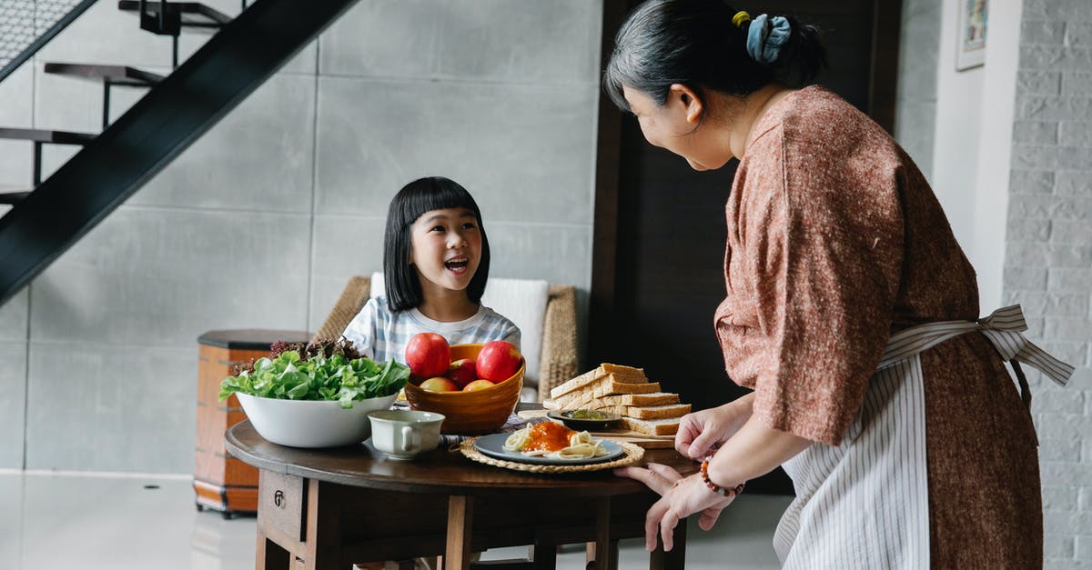 Can I find out the caloric content of bread by dehydrating it? - Happy ethnic elderly woman serving healthy lunch for cute granddaughter Can I find out the caloric content of bread by dehydrating it? - Happy ethnic elderly woman serving healthy lunch for cute granddaughter