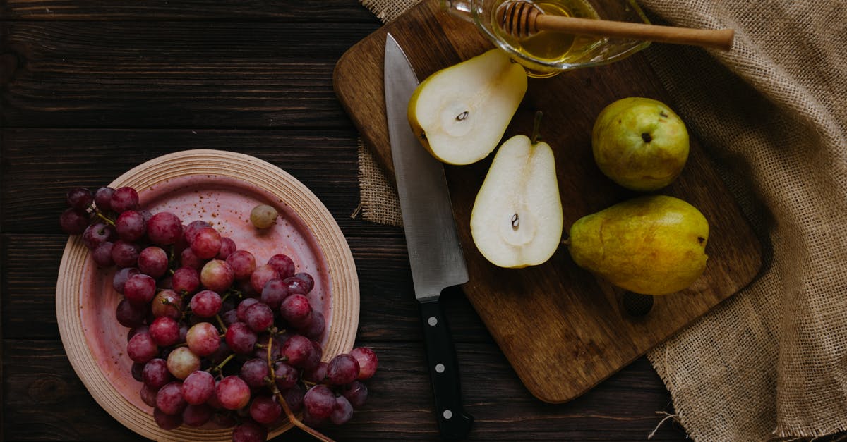 Can I make grapes honey from grape juice only - Top view composition of cut pears with honey in bowl on cutting board and plate with grapes on wooden rustic table Can I make grapes honey from grape juice only - Top view composition of cut pears with honey in bowl on cutting board and plate with grapes on wooden rustic table