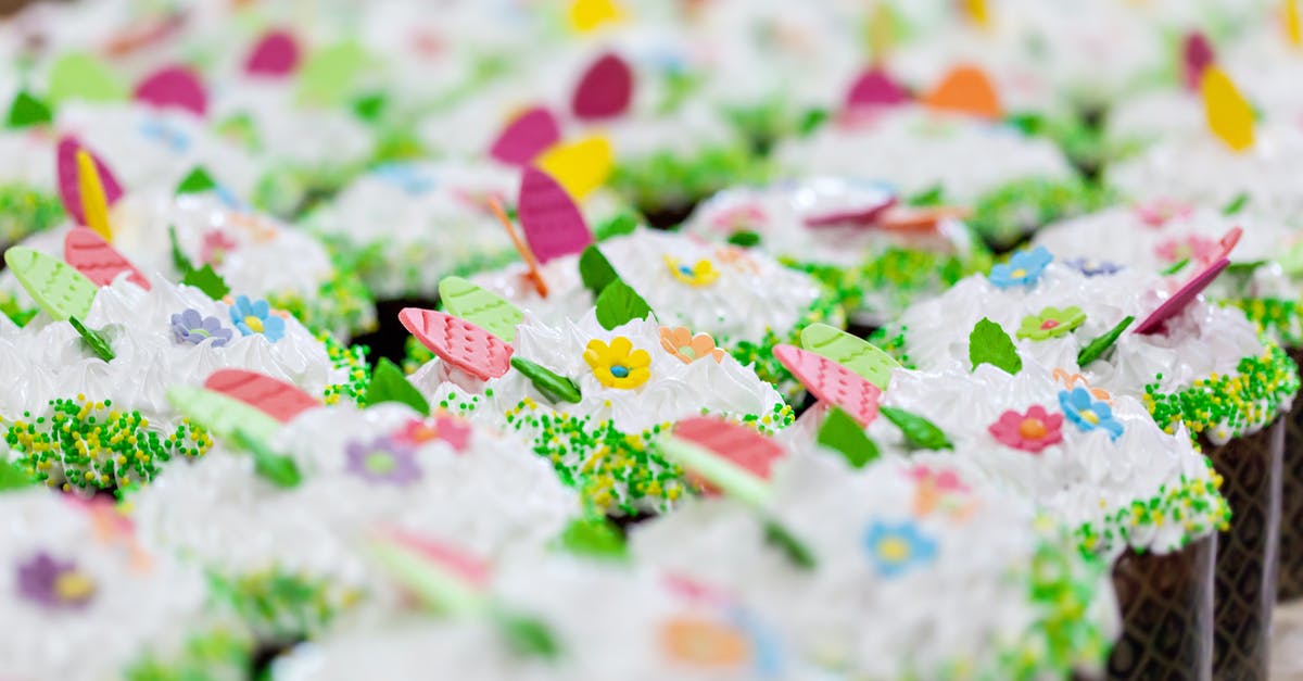 Can I whip cream that is past its use by date? - Delicious desserts with sugar paste egg and flower decor on whipped meringue cream in confectionery