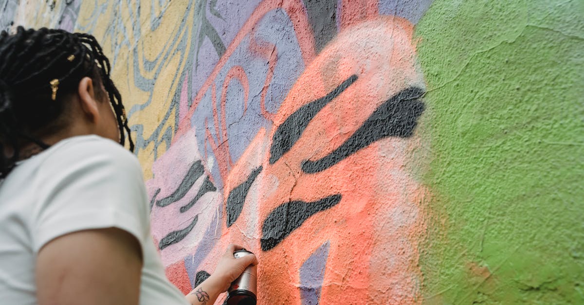 Can one tell from the outside whether a papaya has seeds? - From below side view of anonymous female artist in casual wear and black braided hair painting graffiti on colorful wall