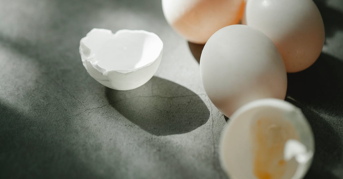 Cannot find very simple Egg Scrambler - From above of fresh raw white chicken eggs with broken shells scattered on gray table in kitchen Cannot find very simple Egg Scrambler - From above of fresh raw white chicken eggs with broken shells scattered on gray table in kitchen