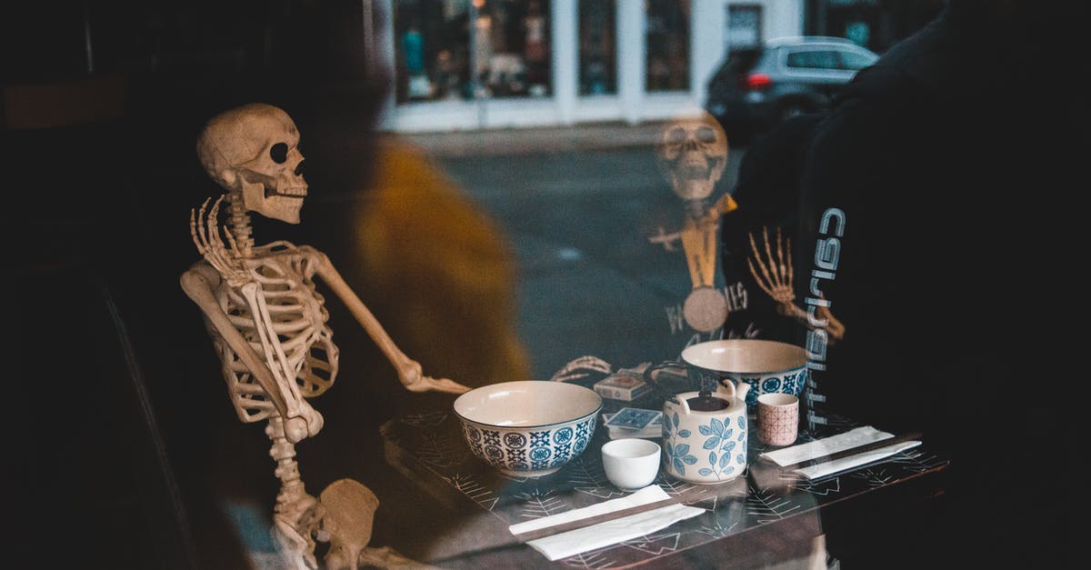 Ceramic knives for boning? - Skeletons at table with dishware in cafe Ceramic knives for boning? - Skeletons at table with dishware in cafe