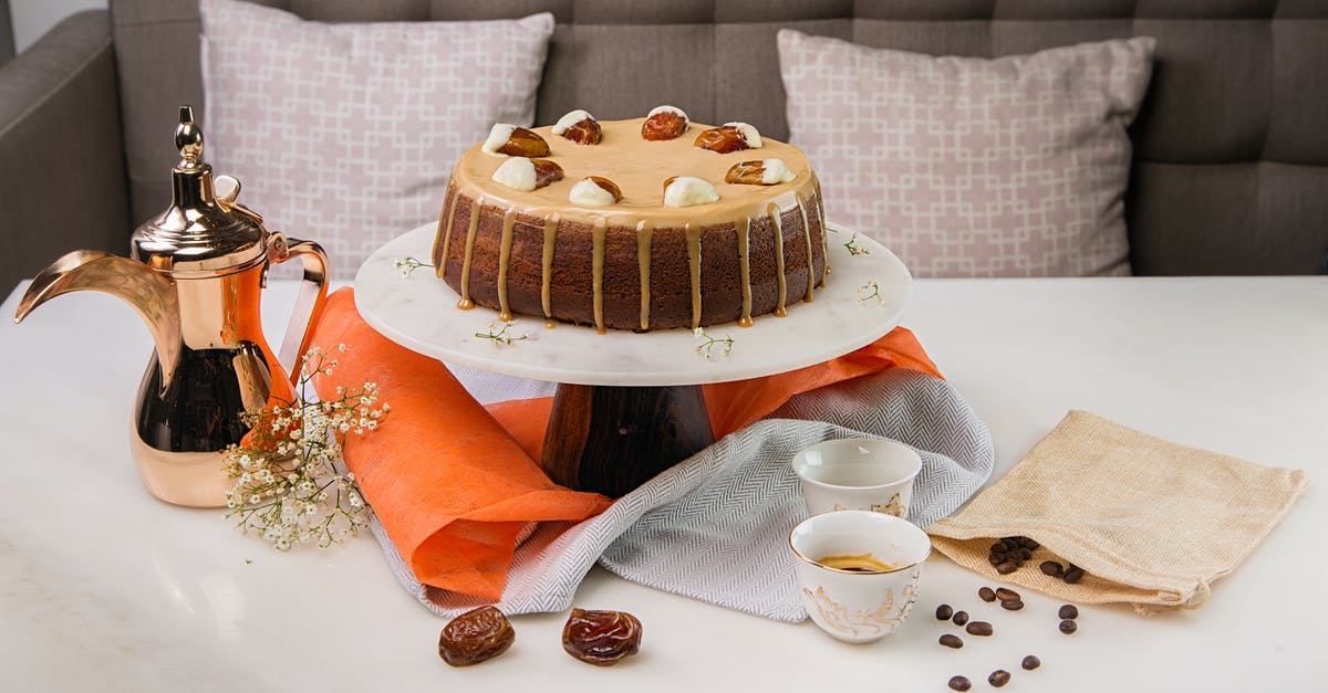Chocolate for topping didn't melt - A Round Chocolate Cake on a Ceramic Cake Stand Chocolate for topping didn't melt - A Round Chocolate Cake on a Ceramic Cake Stand