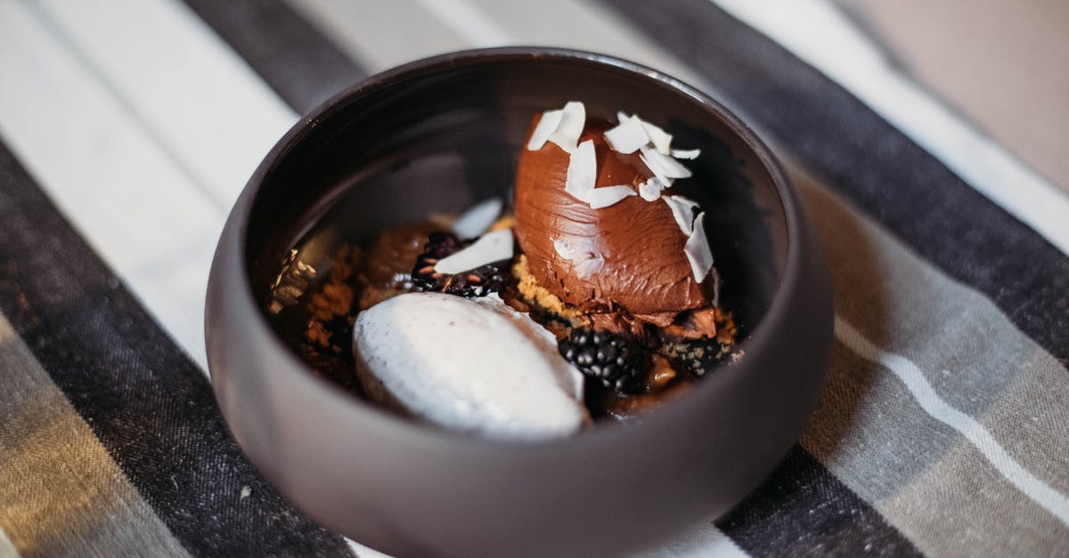 Coconut cream from coconut butter - Chocolate cremeux served in bowl Coconut cream from coconut butter - Chocolate cremeux served in bowl