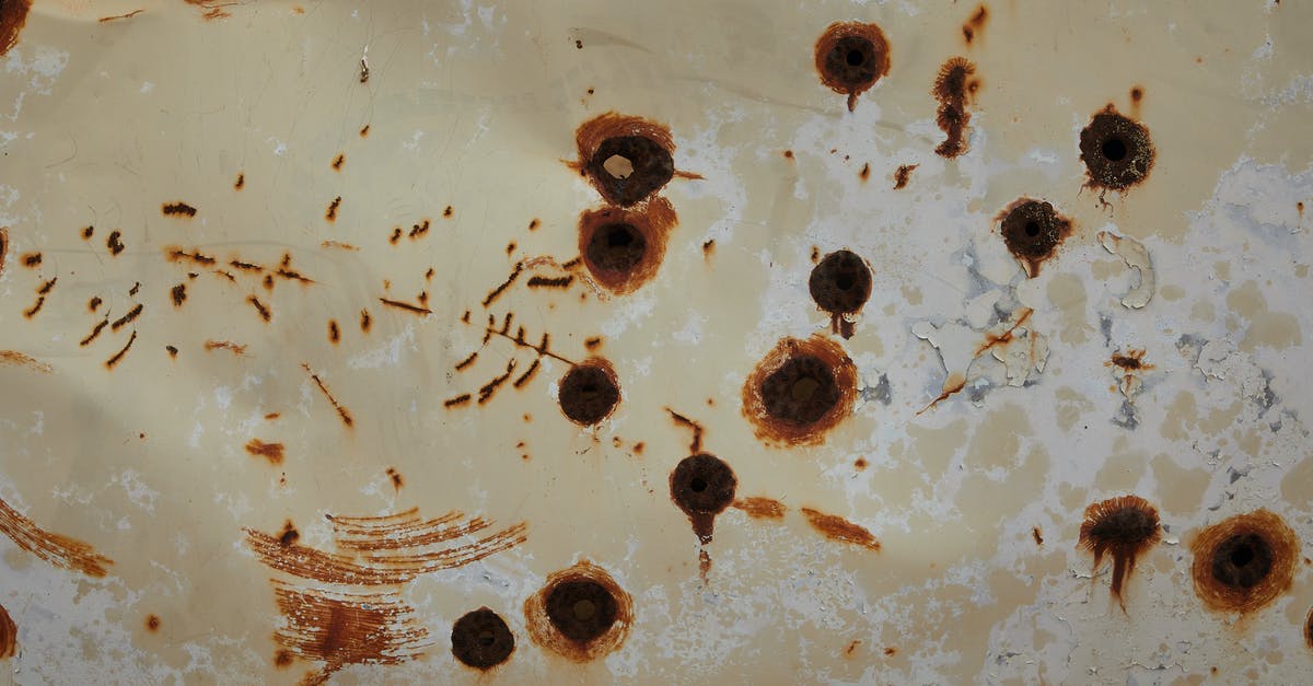Complete list of terms used to describe cooking methods? [closed] - Old metal surface with discolored paint and different holes