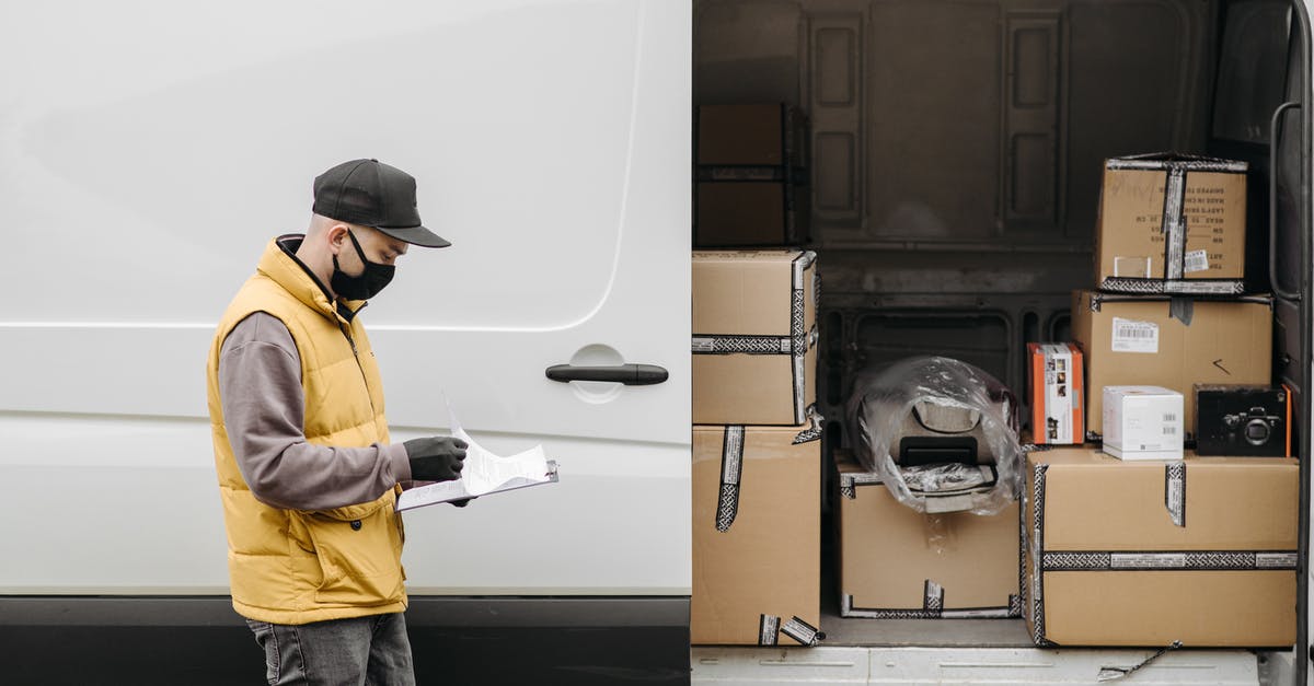Container for keeping butter/chocolate at 74°F/66°F (23°C/19°C)? - Man Wearing Face Mask Standing Near Vehicle Door with Brown Carton Boxes Container for keeping butter/chocolate at 74°F/66°F (23°C/19°C)? - Man Wearing Face Mask Standing Near Vehicle Door with Brown Carton Boxes