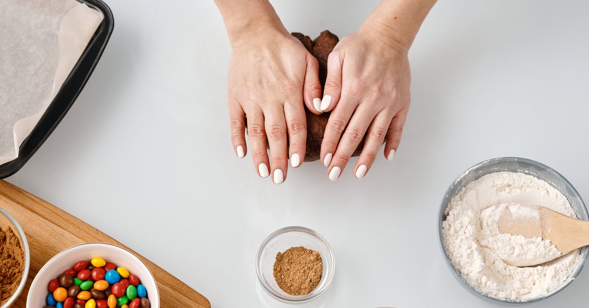 Converting kneading times from machine kneading to hand kneading - Person Kneading a Chocolate Dough by Hands Converting kneading times from machine kneading to hand kneading - Person Kneading a Chocolate Dough by Hands