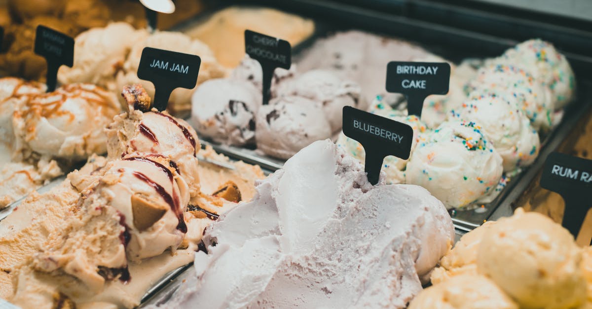 Cork-like flavour in "tasteless" Xanthan Gum - Containers of Ice Cream on Display
