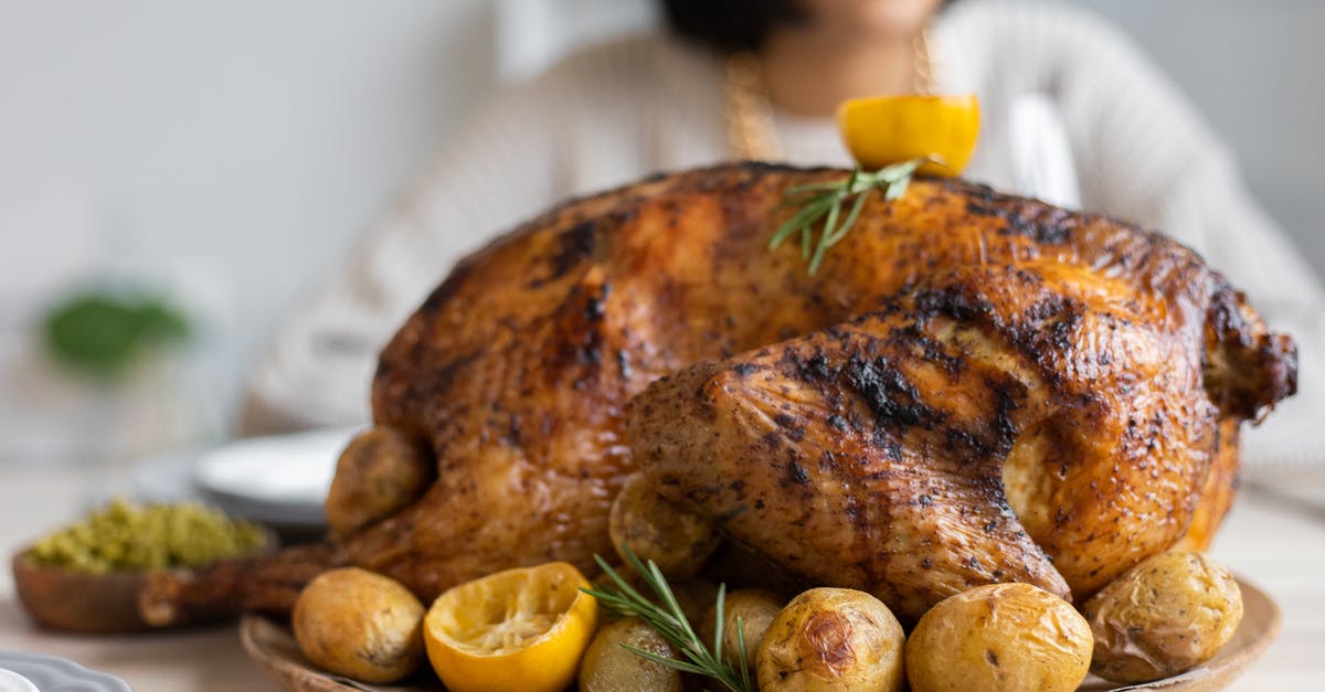 Creating a thanksgiving brine for a 7-8 lb Turkey? - Palatable roasted turkey with potatoes and lemon on wooden round tray placed on table for celebrating Thanksgiving Day Creating a thanksgiving brine for a 7-8 lb Turkey? - Palatable roasted turkey with potatoes and lemon on wooden round tray placed on table for celebrating Thanksgiving Day