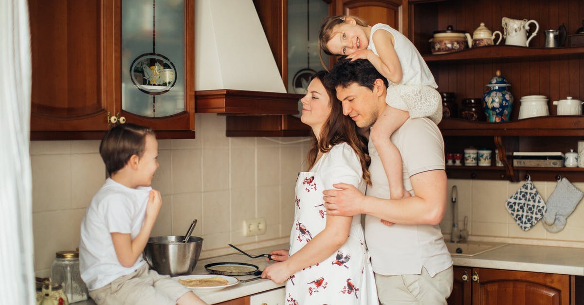 Crepes sliding off crepe maker base - Family Preparing Crepes Together Crepes sliding off crepe maker base - Family Preparing Crepes Together