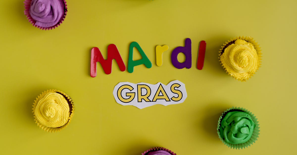 Crumble added to muffins before baking - Mardi Gras Text And Colorful Cupcakes In Yellow Background Crumble added to muffins before baking - Mardi Gras Text And Colorful Cupcakes In Yellow Background