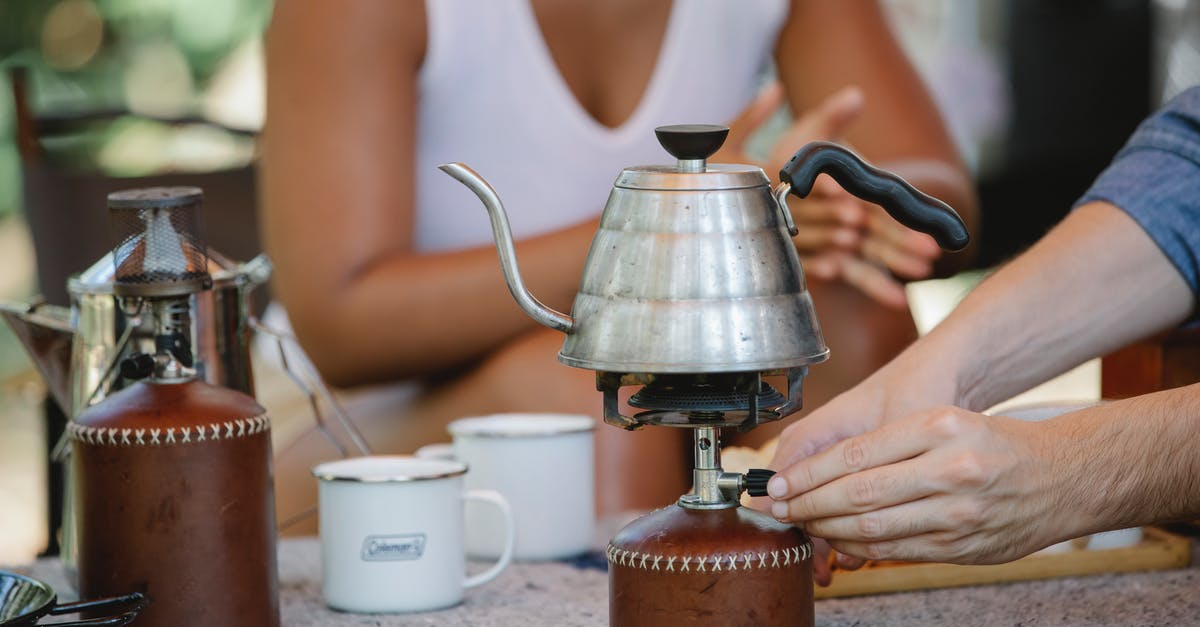 Dangers associated with sous-vide temperature and time - Crop couple heating metal kettle on camp stove
