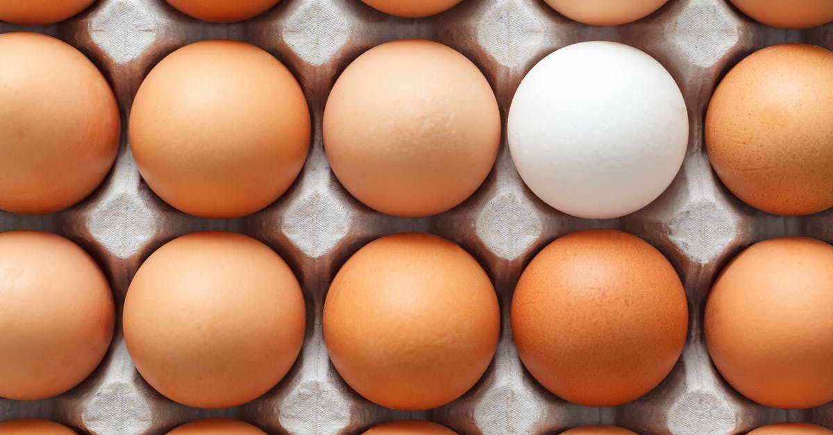 Difference between chicken and duck eggs? - Top view of rows of uncooked chicken eggs placed in carton container and prepared for cooking Difference between chicken and duck eggs? - Top view of rows of uncooked chicken eggs placed in carton container and prepared for cooking