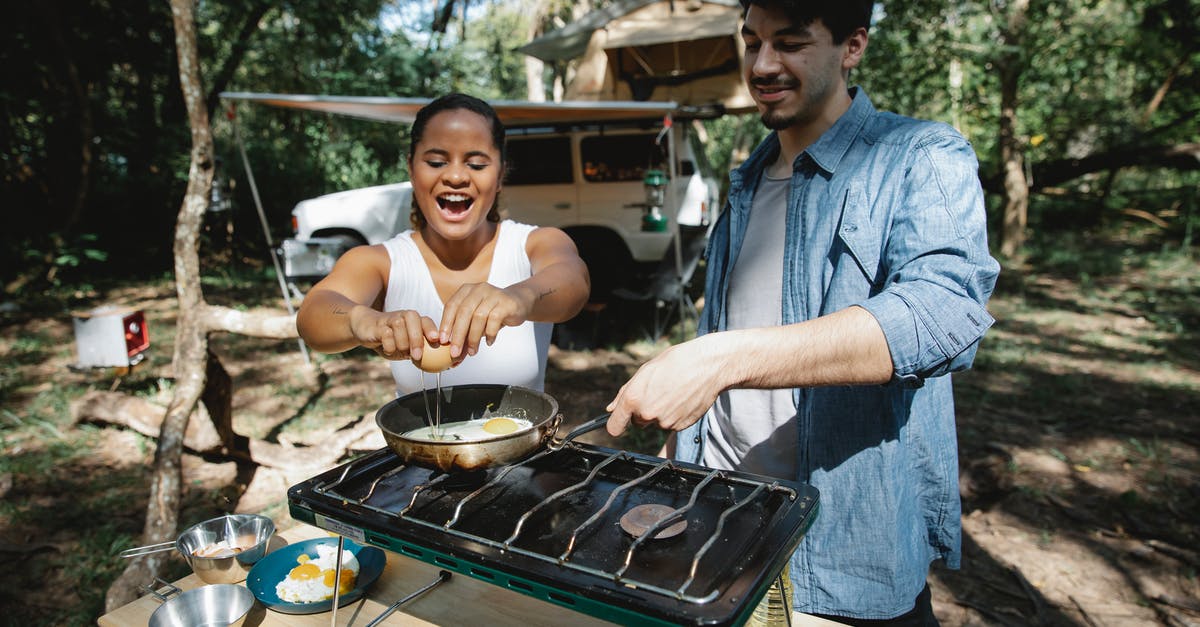 Does a 15,000 BTU Burner require a larger gas line? - High angle of positive multiracial couple frying eggs on skillet using metal gas stove on wooden table near car and tent in forest Does a 15,000 BTU Burner require a larger gas line? - High angle of positive multiracial couple frying eggs on skillet using metal gas stove on wooden table near car and tent in forest