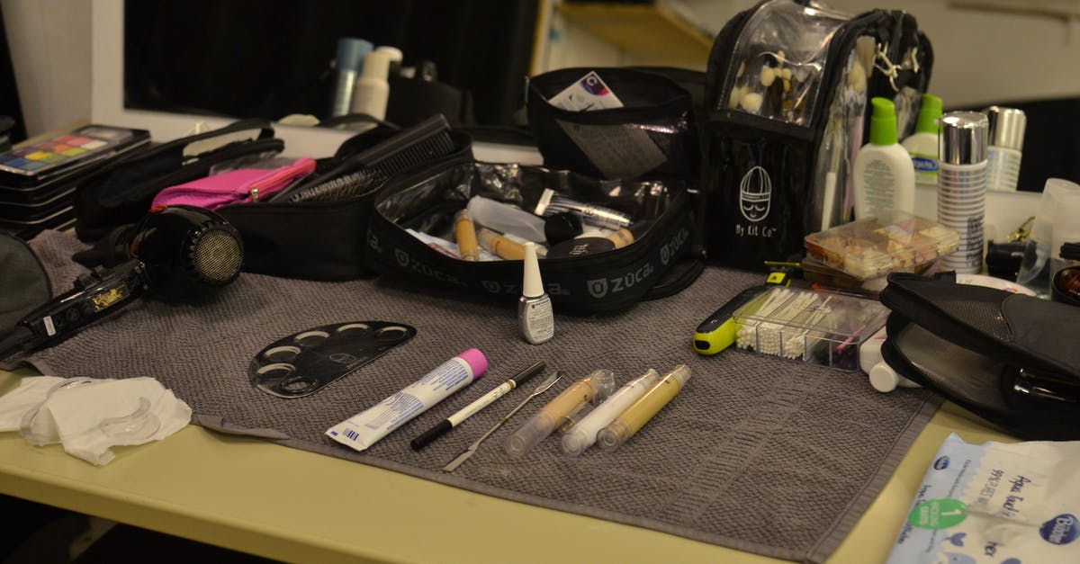 does a tool like air bag opener exist for paper bag application? - From above of hair dryer and cosmetic bags with various makeup supplies and products placed on table in dressing room