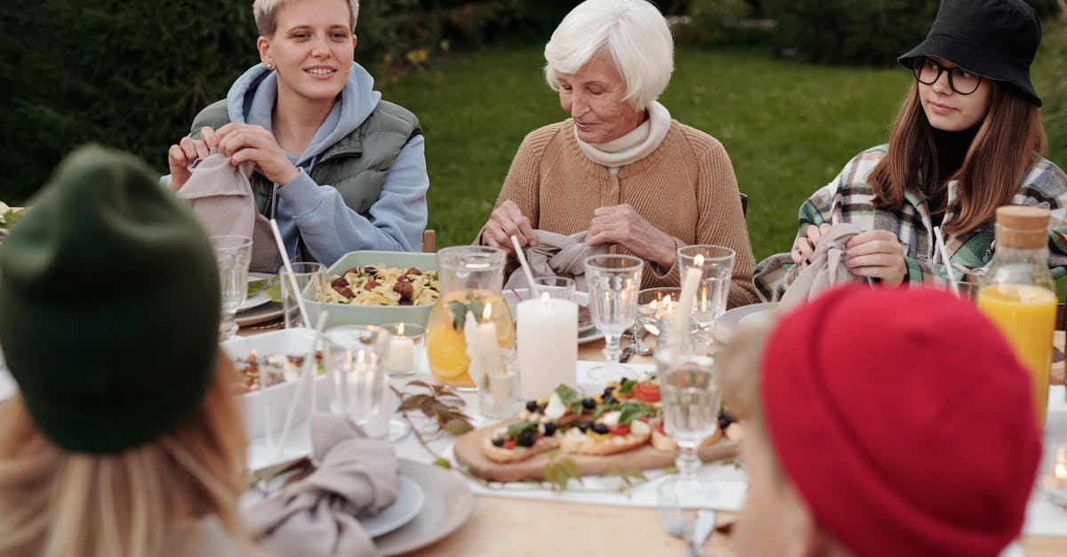 Does the biological classification of food have a relation to taste? - Cheerful family enjoying dinner party together in countryside Does the biological classification of food have a relation to taste? - Cheerful family enjoying dinner party together in countryside