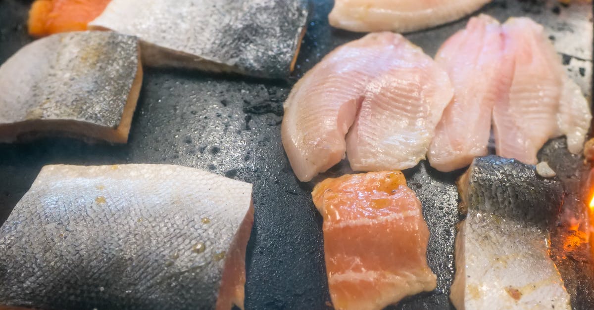 Dried and Salted Fish Fillets (e.g. cod) Sous Vide - A Selection of Fresh Fish Fillets on a Griddle Dried and Salted Fish Fillets (e.g. cod) Sous Vide - A Selection of Fresh Fish Fillets on a Griddle