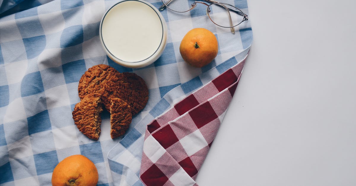 Effects of Milk vs Cream vs Condensed Milk in a no-bake cookie recipe - Two Oranges, Two Cookies and a Cup of Milk on Table Effects of Milk vs Cream vs Condensed Milk in a no-bake cookie recipe - Two Oranges, Two Cookies and a Cup of Milk on Table