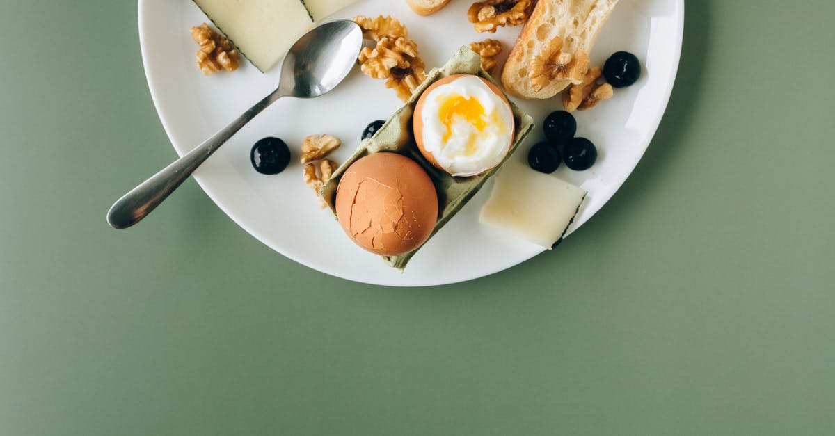 Eggs Benedict using Goats milk butter - Sliced of Bread With Sliced of Banana and Apple on White Ceramic Plate Eggs Benedict using Goats milk butter - Sliced of Bread With Sliced of Banana and Apple on White Ceramic Plate