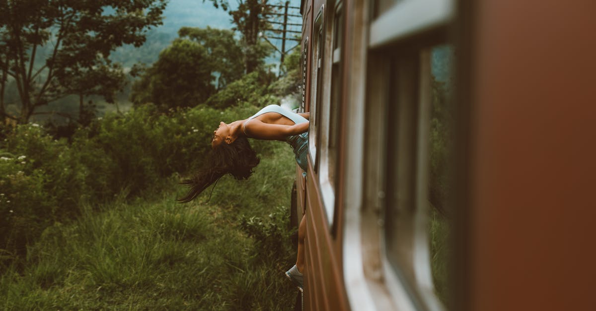 Extreme Speed Baking - Unrecognizable woman leaning back standing in train and holding on to handrails Extreme Speed Baking - Unrecognizable woman leaning back standing in train and holding on to handrails