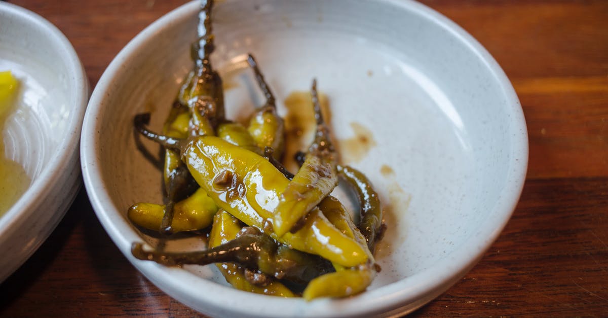 Fixing oily chili - Oily Green Chili Peppers on a White Bowl