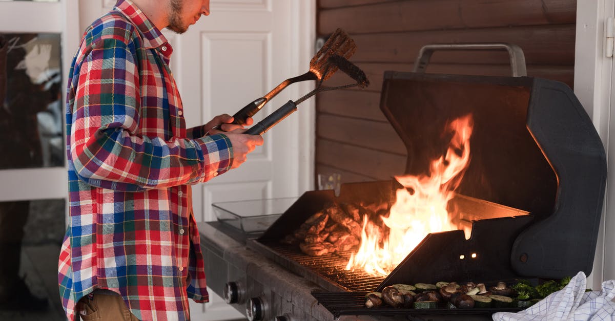 Flames into cooking area - Man in Red and Blue Plaid Dress Shirt Holding Knife and Fork Flames into cooking area - Man in Red and Blue Plaid Dress Shirt Holding Knife and Fork