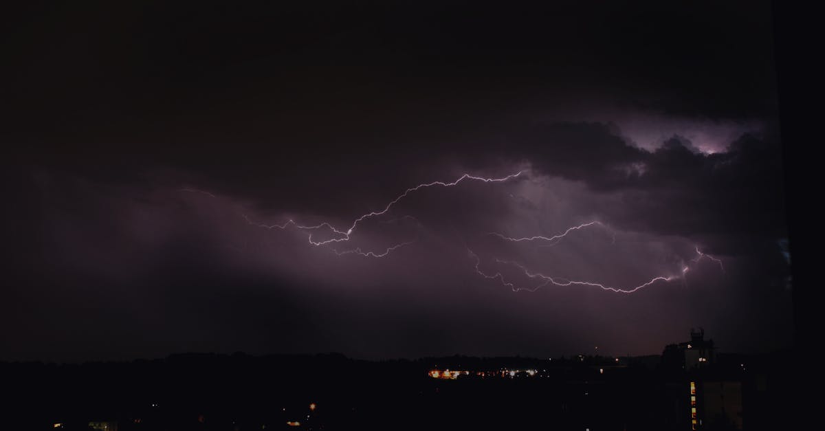 Flash Rust Under Wok Seasoning - Powerful thunder and lightning flashing in dark purple night sky over city on rainy day Flash Rust Under Wok Seasoning - Powerful thunder and lightning flashing in dark purple night sky over city on rainy day