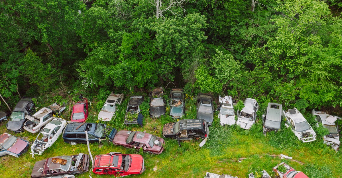 Flash Rust Under Wok Seasoning - Crashed cars on meadow in green forest Flash Rust Under Wok Seasoning - Crashed cars on meadow in green forest