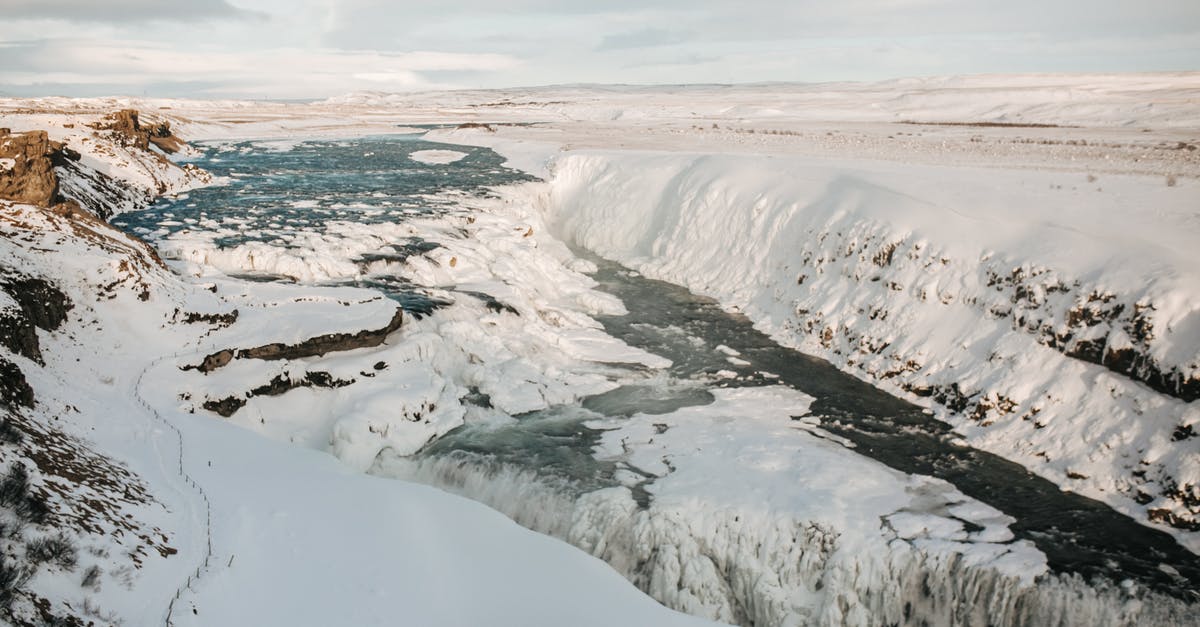 Frozen scallops - A Frozen River Between Snow Covered Mountains Frozen scallops - A Frozen River Between Snow Covered Mountains