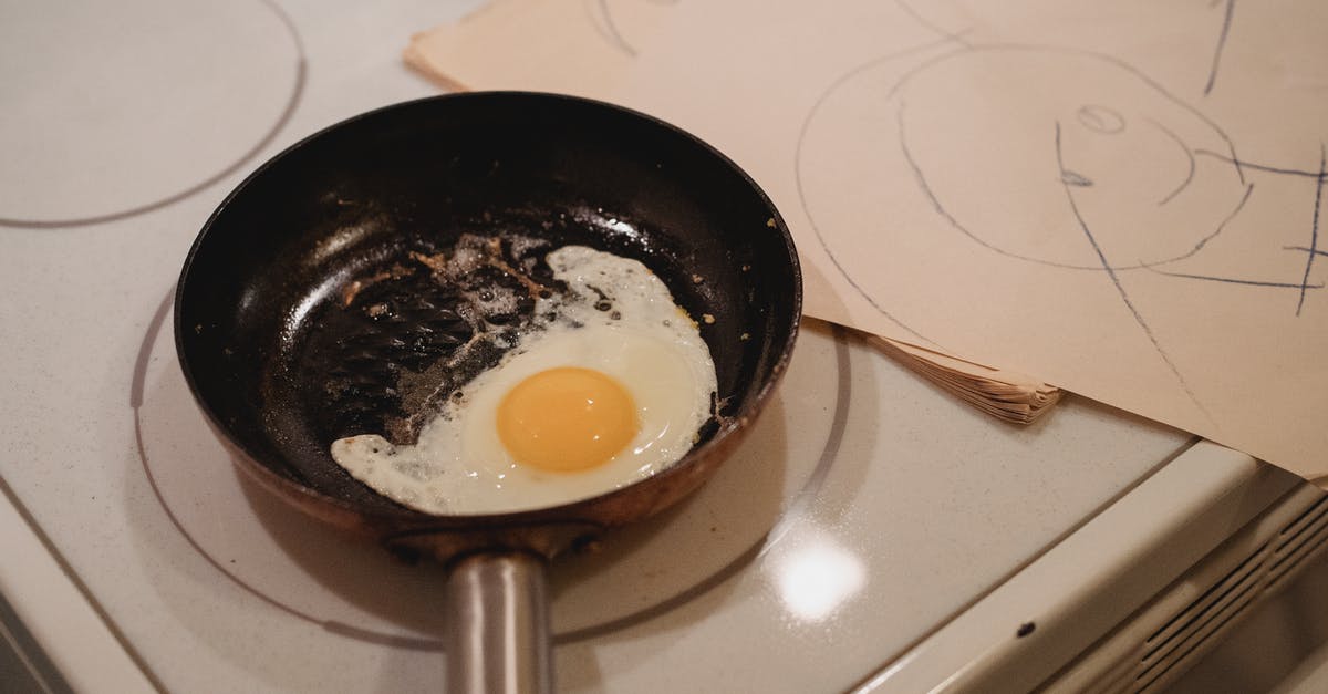 Frying with Induction Stovetop - Fried egg in pan on stove Frying with Induction Stovetop - Fried egg in pan on stove