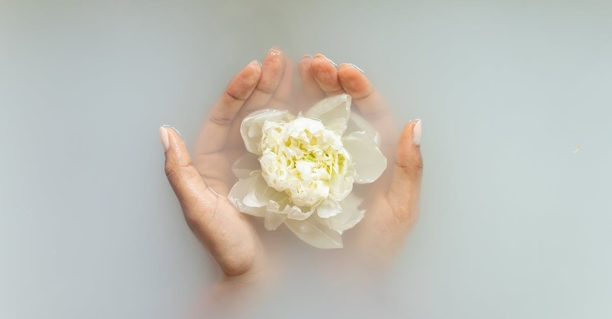 Fully submerged water bath for stove top baking? - Woman holding gentle ivory flower in hands Fully submerged water bath for stove top baking? - Woman holding gentle ivory flower in hands