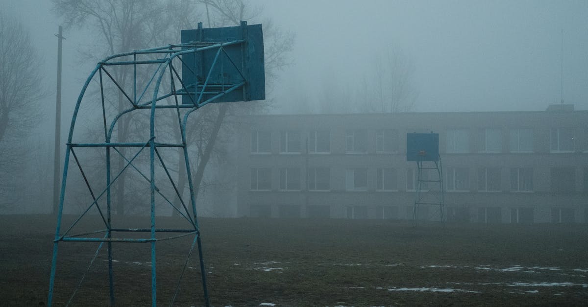 Furthering the dry aging process post purchase? - Empty grass basketball field partially covered with snow near metal backboards with hoops behind old building and dry trees on foggy day Furthering the dry aging process post purchase? - Empty grass basketball field partially covered with snow near metal backboards with hoops behind old building and dry trees on foggy day