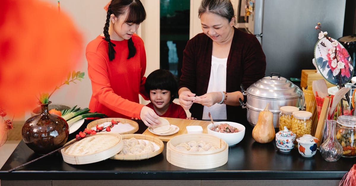 Ground beef storage and use past sell-by date - Content ethnic grandma with female teenager and grandson cooking dim sum at table with steamer in house Ground beef storage and use past sell-by date - Content ethnic grandma with female teenager and grandson cooking dim sum at table with steamer in house