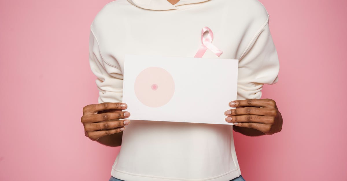 Help freezing chicken breasts - Black female holding paper with painted one breast as symbol of cancer Help freezing chicken breasts - Black female holding paper with painted one breast as symbol of cancer