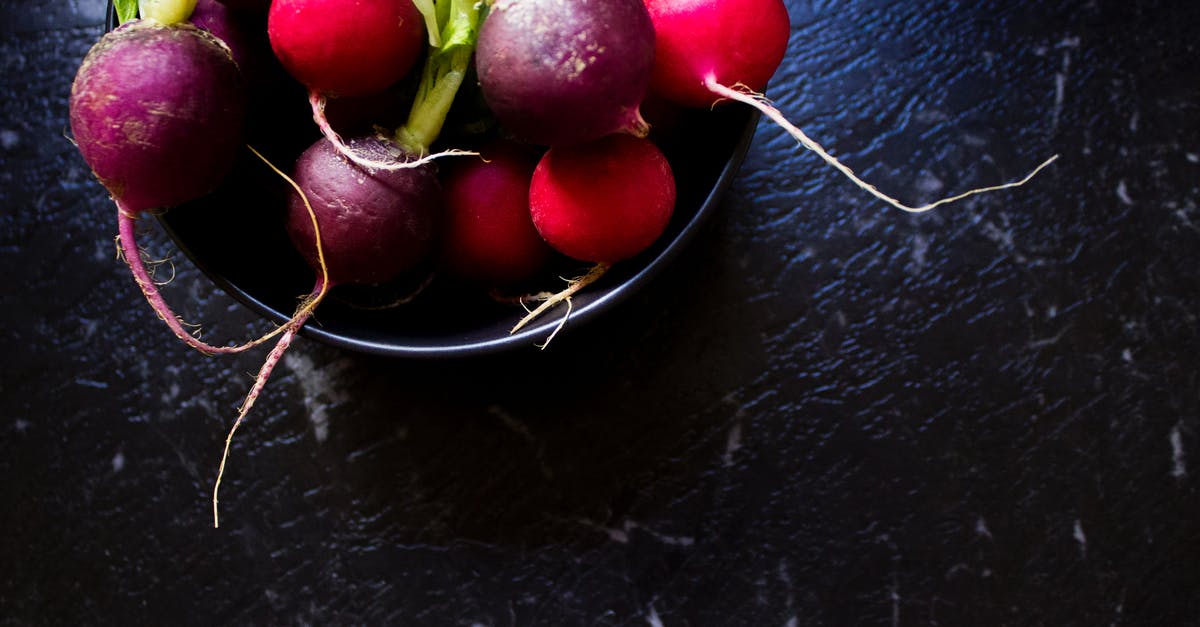 Help identify a strange root vegetable - Purple And Red Radish in Bowl Help identify a strange root vegetable - Purple And Red Radish in Bowl